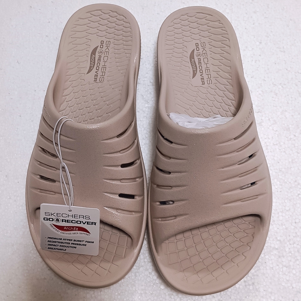 Skechers Beige Slide Sandals